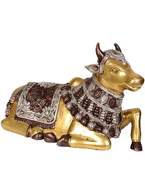 6" Nandi - The Vehicle of Lord Shiva In Brass | Handmade | Made In India