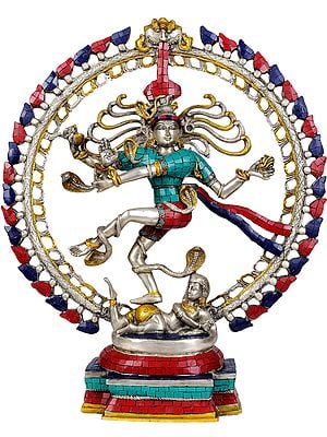 Nataraja in Silver and Golden Hues (with Inlay Work)