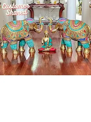 Large Size Superbly Ornamented Elephant Pair