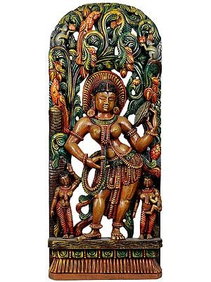 Apsara Wooden Sculpture | South Indian Temple Wood Carving