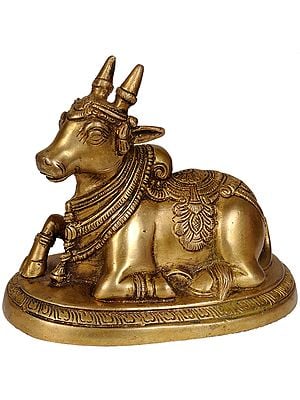5" Nandi - The Vehicle of Lord Shiva In Brass | Handmade | Made In India