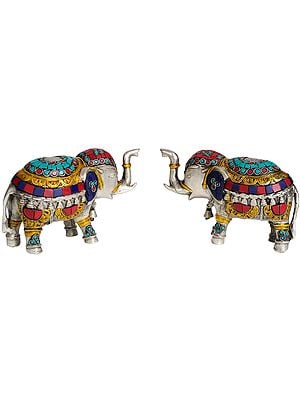 An Auspicious Elephant Pair (with Inlay Work)