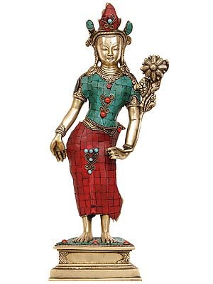 16" (Tibetan Buddhist Deity) Standing Tara In Brass | Handmade | Made In India