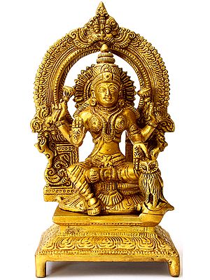 7" Brass Goddess Lakshmi Statue with Owl | Handmade | Made in India