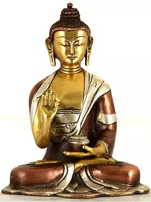 6" Lord Buddha Statue in Abhaya Mudra in Brass | Made in India