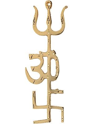 Tri -Shaktis -  Trident, OM and Hindu Swastika: Saves from Accidents  (Hanging at the Main Door of the House and in Vehicle)