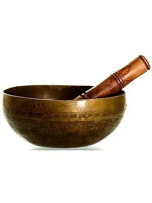 Buddhist Monastery Singing Bowl with the Image of Preaching Buddha Inside