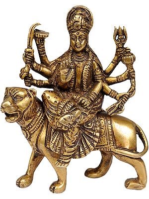 5" Goddess Durga In Brass | Handmade | Made In India