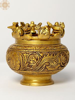 4" Incense Burner Shiva Linga and Nandi in Brass | Handmade | Made in India