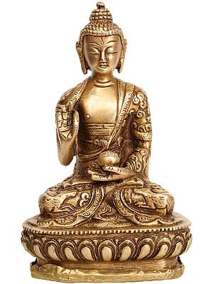 5" Lord Buddha Statue in Abhaya Mudra in Brass | Handmade | Made in India