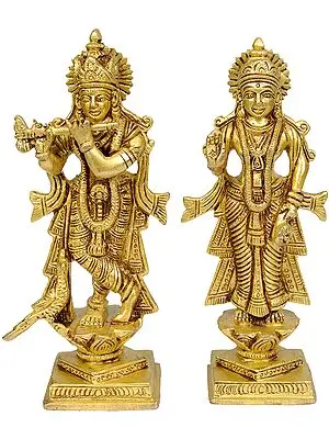 6" Radha Krishna Brass Sculpture | Handmade | Made in India