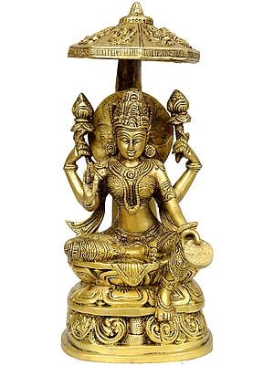 10" Lakshmi - the Goddess who Gives Wealth and Prosperity In Brass | Handmade | Made In India
