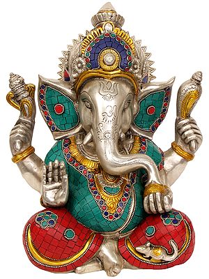 12" The Benevolent God Ganesha Granting Abhaya In Brass | Handmade | Made In India