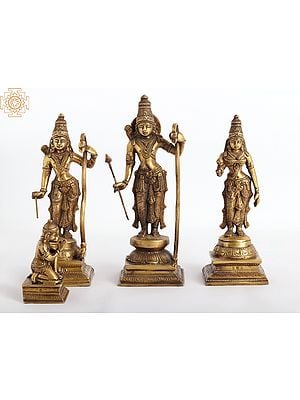 11" Shri Rama with Sita Ji, Lakshman Ji and Hanuman Ji In Brass | Handmade | Made In India