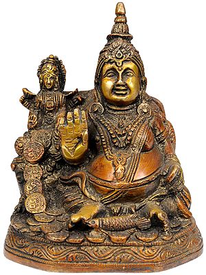 6" Lord Kubera and Goddess Lakshmi Statue In Brass | Handmade | Made in India