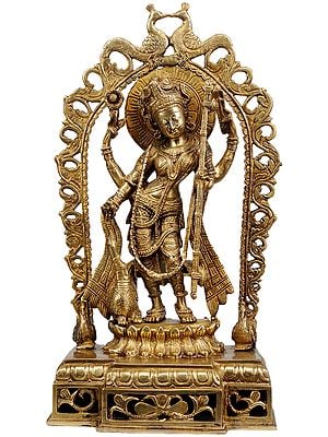 17" Saraswati - Goddess of Art and Wisdom | Handmade Brass Statue | Made in India