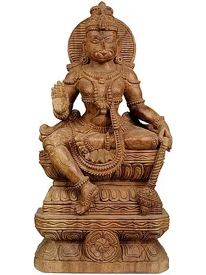 Lord Hanuman Seated on Lotus Throne