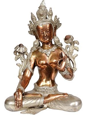 11" Tibetan Buddhist Goddess Seven-Eyed Goddess White Tara Brass Sculpture | Handmade | Made in India