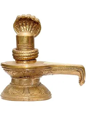Shiva Linga with Five-Hooded Snake Crowning It