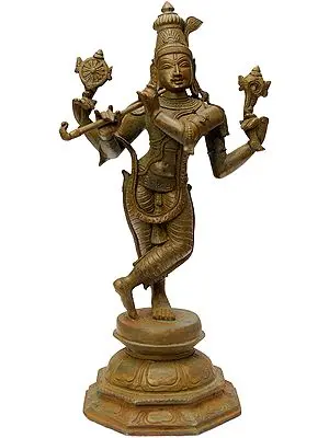 Lord Vishnu as Tribhanga Krishna - Bronze Statue from Swamimalai