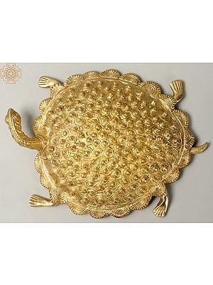 5" Tibetan Buddhist Feng Shui Tortoise in Brass | Handmade | Made in India