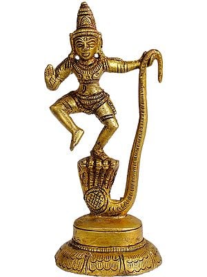 4" Kaliya Vijaya Lila of Shri Krishna (Small Statue) In Brass | Handmade | Made In India