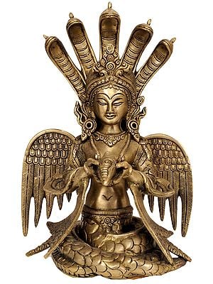 10" Naga-Kanya (The Snake Woman) In Brass | Handmade | Made In India