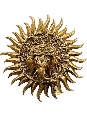 10" OM (AUM) Ganesha Wall Hanging in Brass | Handmade | Made in India