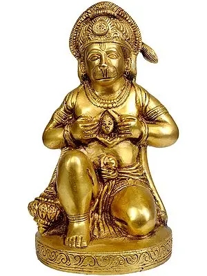8" Bhakta Hanuman Opens His Chest to Reveal an Image of Lord Rama In Brass | Handmade | Made In India