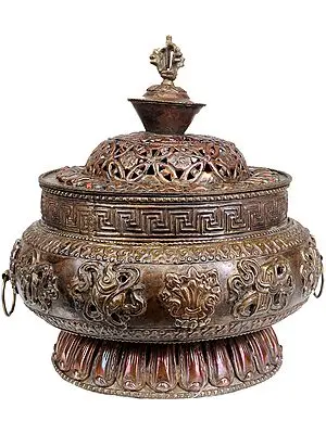Tibetan Buddhist Ashtamangala Incense Burner