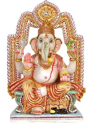 Lalitasana Ganesha Granting Abhaya (Antiquated Statue)