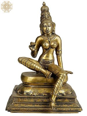 14" Seated Devi Uma Bhogashakti In Brass | Handmade | Made In India