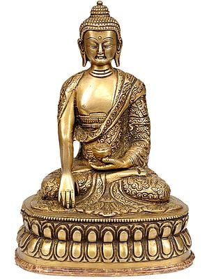 Lord Buddha in Earth-Witness Gesture (Robes Decorated with Auspicious Symbols and Stylized Designs)