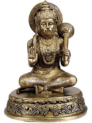 7" Lord Hanuman Granting Abhaya In Brass | Handmade | Made In India