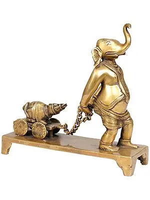 Lord Ganesha Pulling the Cart with His Mouse on it
