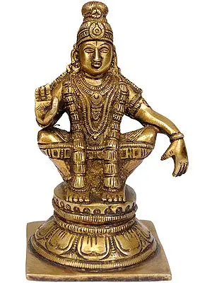 5" Ayyappan -  A Saint Revered as Incarnation of Dharma in Brass | Handmade | Made In India