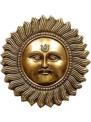 9" Bhagavan Surya Hanging Mask In Brass | Handmade | Made In India