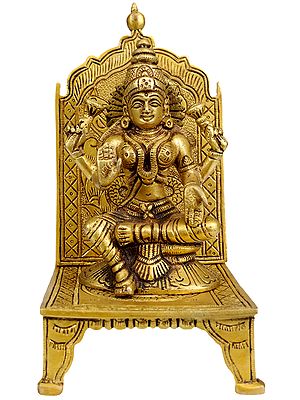 6" Enthroned Goddess Lakshmi Statue in Brass | Handmade | Made in India