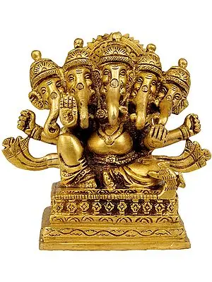 5" Pancha-Mukha Ganesha In Brass | Handmade | Made In India
