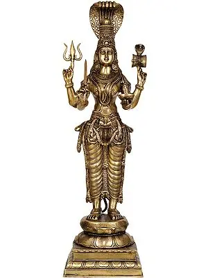 39" Large Size Goddess Parvati as Durga In Brass | Handmade | Made In India