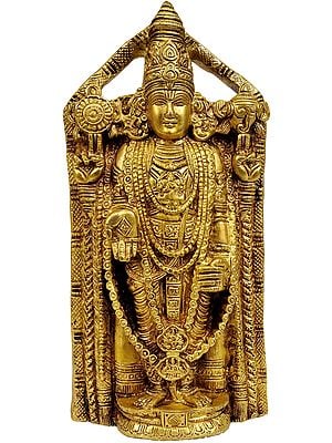 Tirupati Balaji Flat Wall Hanging Statue in Brass | Lord Venkateshvara Idols