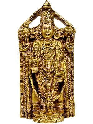 7" Tirupati Balaji Flat Wall Hanging Statue in Brass | Lord Venkateshvara Idols