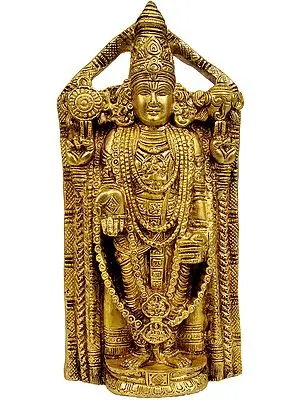 7" Lord Venkateshvara as Balaji at Tirupati (Flat Wall Hanging Statue) In Brass | Handmade | Made In India