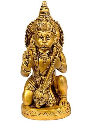 5" Hanuman Ji Granting Abhaya In Brass | Handmade | Made In India