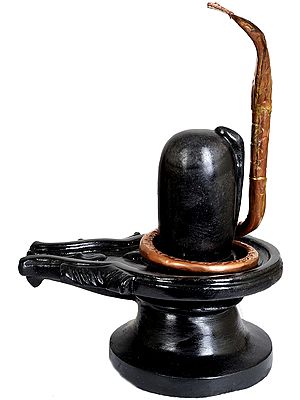 Shiva Linga with Five-Hooded Copper Snake Crowning It