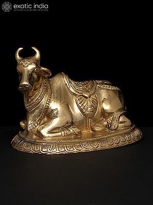 6" Nandi Brass Statue - Vahana of Shiva | Handmade | Made in India