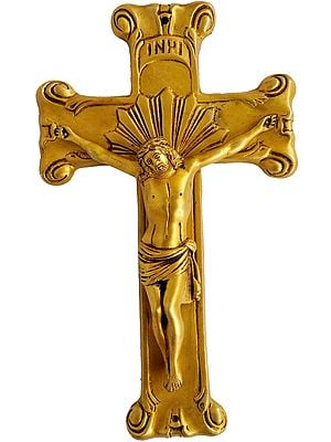 13" Jesus on The Cross Brass Statue | Handmade | Made in India