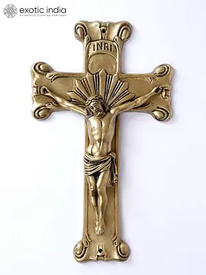 13" Jesus on The Cross Brass Statue | Handmade | Made in India