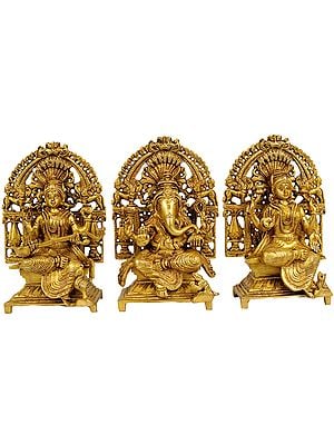 Lakshmi Ganesha Saraswati - Set of Three Statues