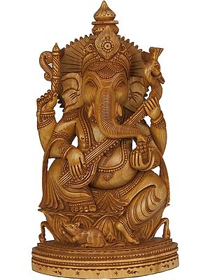 Ganesha Playing a Sitar with Peacock Head
